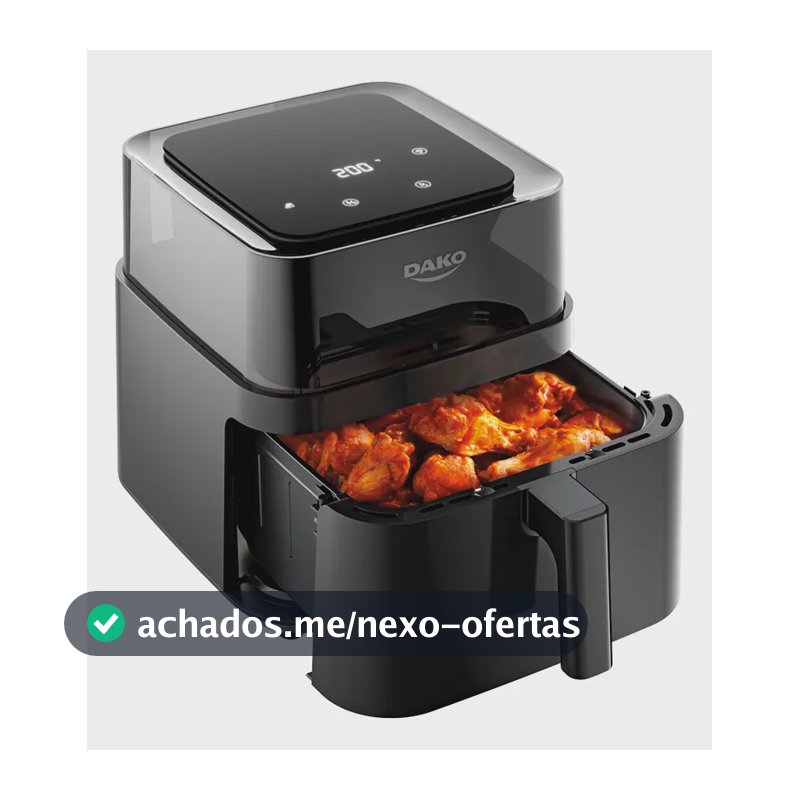 Fritadeira Air Fryer Dako Digital 6 Litros 360° 4 Em 1 Preto Preto 220v