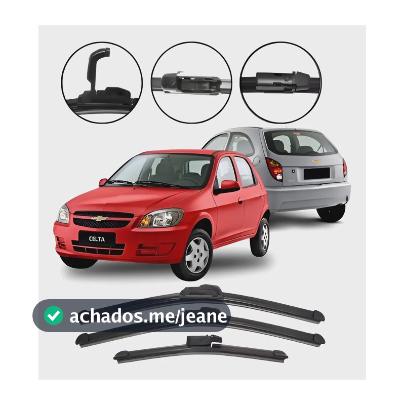 Kit 3 Palhetas Limpador De Parabrisa Celta 2004 A 2013 Preto