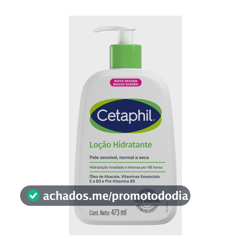 Cetaphil Loção Hidratante Corporal e Facial para Pele Sensível, Normal a Seca 473ml - Hidratação 48h