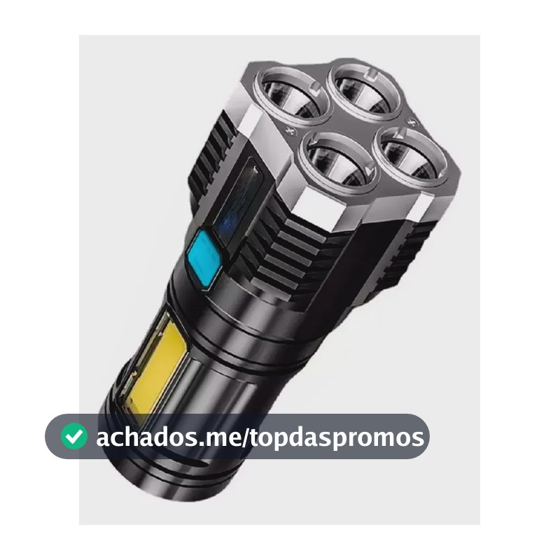 Lanterna Tatica Recarregavel Mais Forte Do Mundo Sitio Led Branco Preto