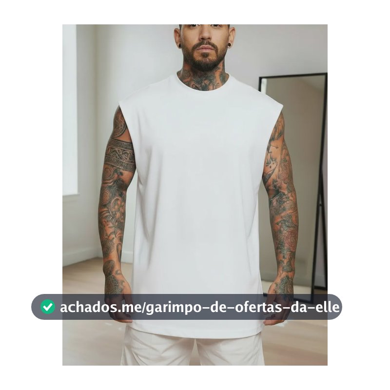 Regata Oversized Masculino Tamanho Grande Básica Lisa Branco P