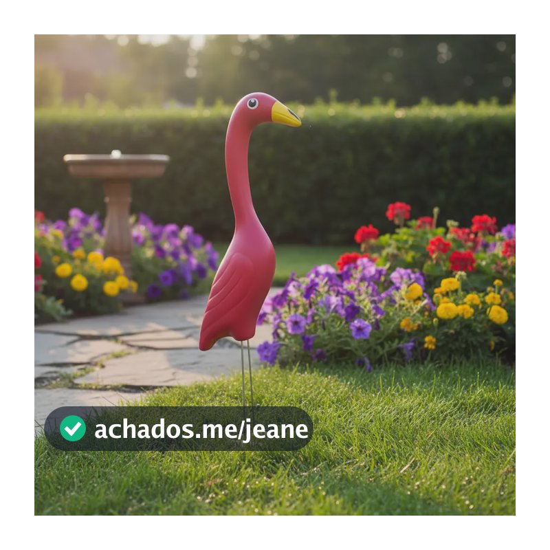 Decoração Para Jardim Enfeite Flamingo P Estatua Cerâmica Rosa
