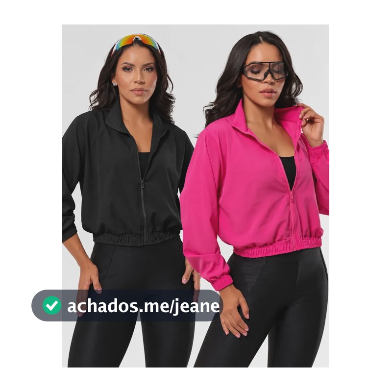 Kit2 Jaqueta Corta Vento Feminina Fitness Esportiva Academia Preto-rosa Pink 36 - 42 Liso