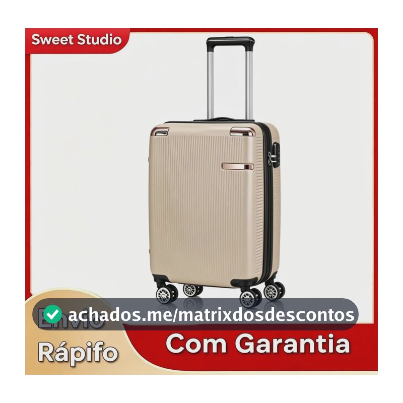 Mala de Bordo Rígida Sweet Studio Dourada com Rodas 360, para Viagem Dourado 2080