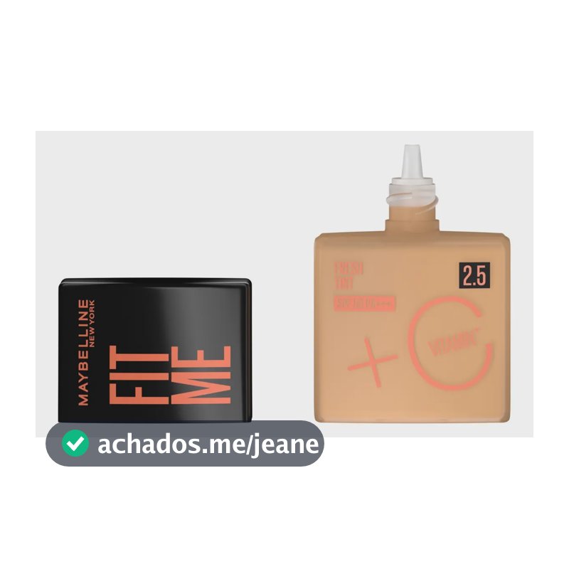 Base Líquida Protetor Solar FPS 50 com Vitamina C, Efeito Glow Natural, Controla Oleosidade e Uniformiza a Pele, Cor 2.5, Fit Me Fresh Tint Maybelline NY 30ml