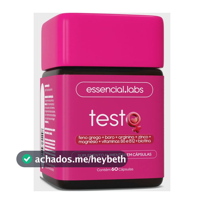 TESTO ESSENCIAL para MULHERES - Fórmula Exclusiva com Feno Grego + Boro + Arginina + ZMA + Biotina + Vitaminas B6 e B12 - 60 Cápsulas