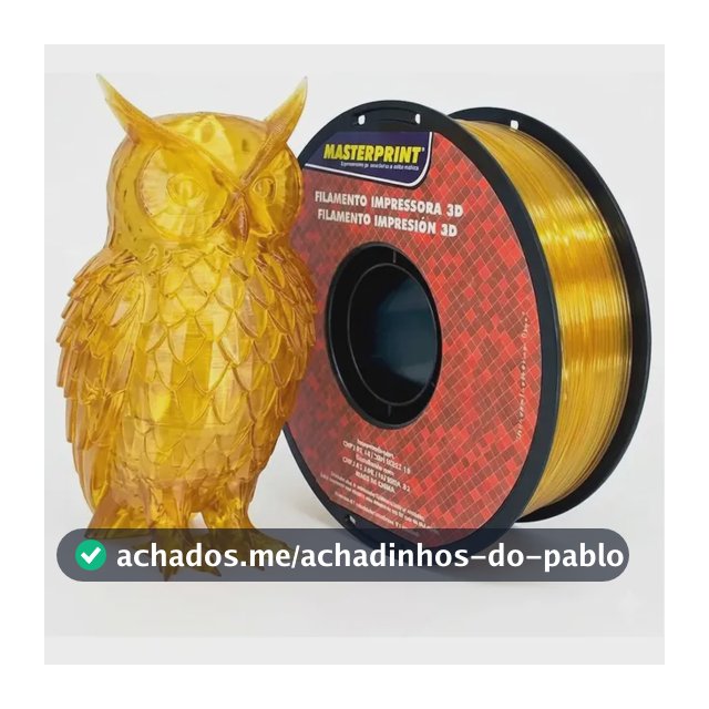 Filamento De Impressora 3d Petg 1,75mm 1kg Preto Masterprint Cor Amarelo Translúcido