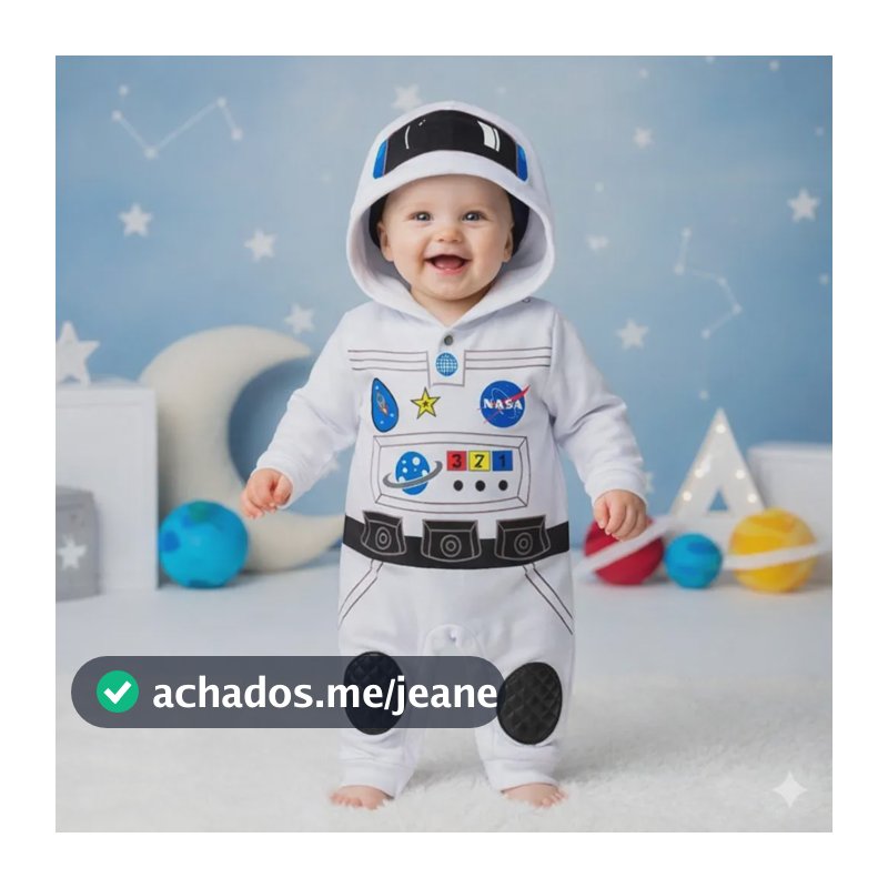 Macacão De Bebê Astronauta Com Capuz Fantasia Mesversario Astronauta G - 10 A 14 Meses