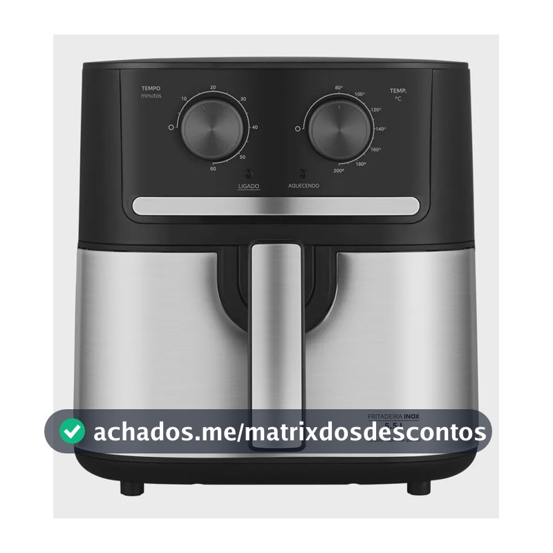 Fritadeira Air Fryer 5,5l Cyclone Preto E Inox Midea