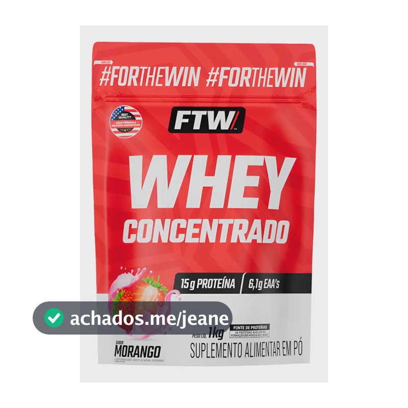 Whey Protein Concentrado 1kg Sabor Morango - Ftw
