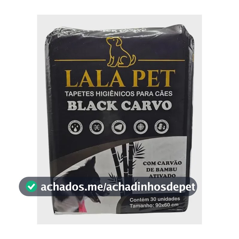 Tapete Higiênico Lalapet Bambu Carvão 90x60 Cães C/ 30 Unid