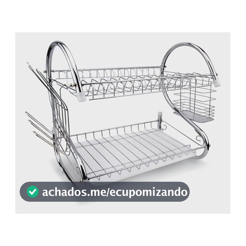 Escorredor De Louça Pratos Talheres Inox Cozinha Duplo  Prateado