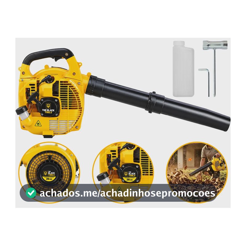 Soprador de Folhas Lateral TBNT10 2T 26cc 0,90Hp The Black Tools Cor Amarelo Profissional a Gasolina 2 Tempos