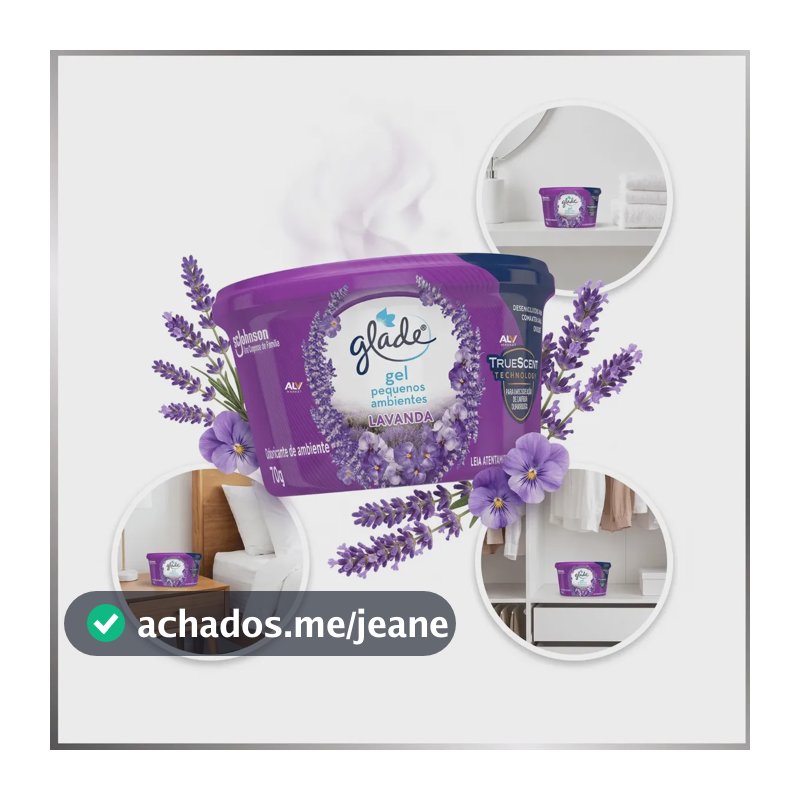 Gel Perfume Glade Lavanda Pequenos Ambiente 70g Perfume Casa
