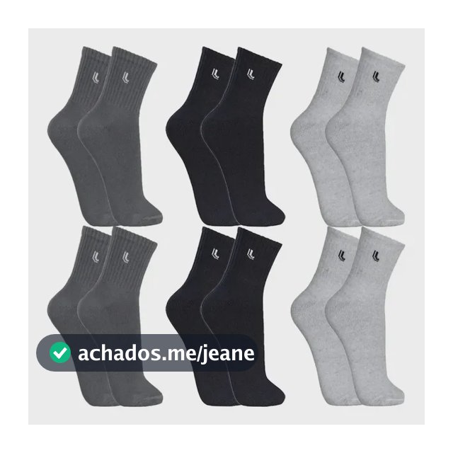 Kit 6 Pares Meias Lupo Cano Médio Original Esportiva