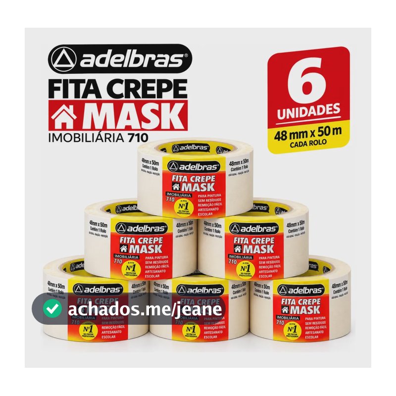 Kit 6 Fitas  Larga Adelbras  48mm X 50m  Branca Uso Geral