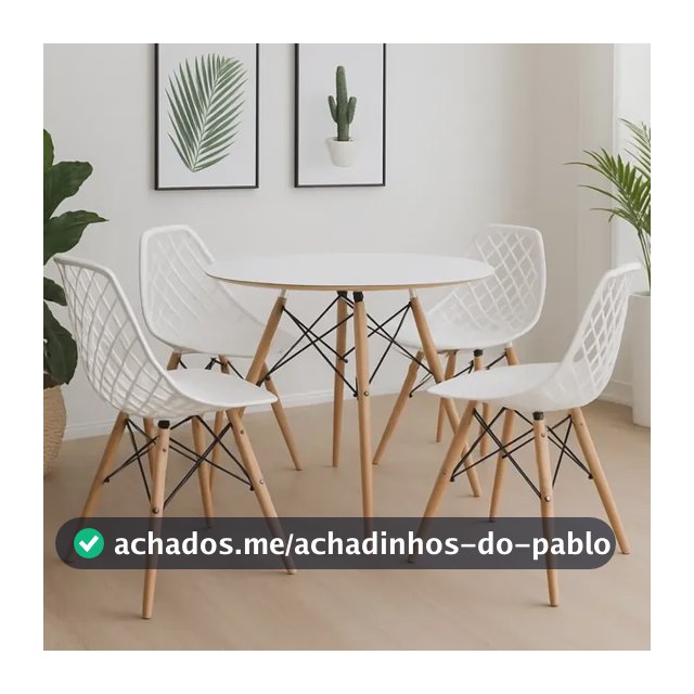 Conjunto Mesa Com 4 Cadeiras Eames 90cm Kaila Dsw La Mobilia Branco Não Tem Tecido