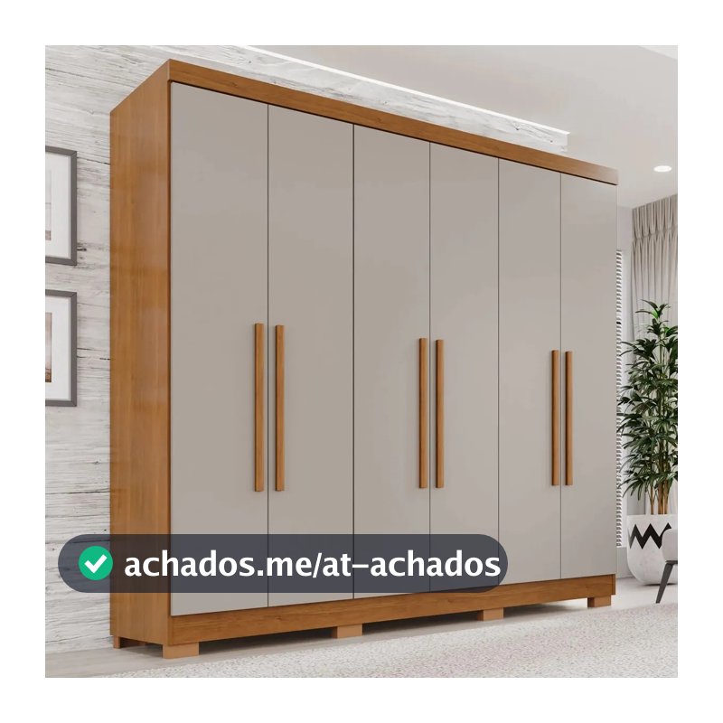 Guarda-roupa Casal 6 Portas 2 Gavetas França Espresso Móveis cor cinamomo off-white