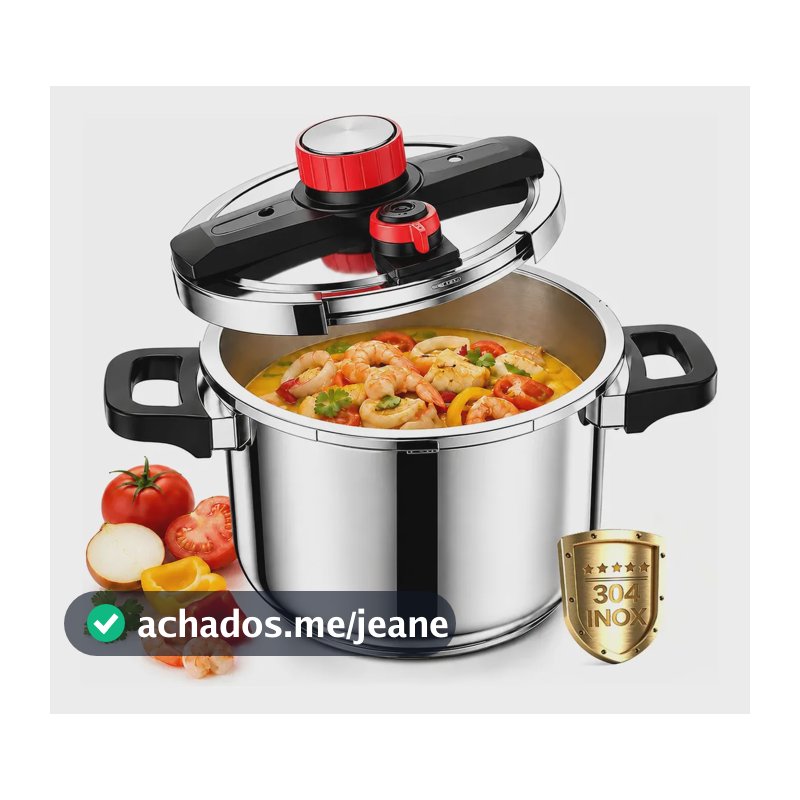 Panela De Pressão Inox 304 4-12 Litros Premium Segura Prateado 6l/60-100kpa