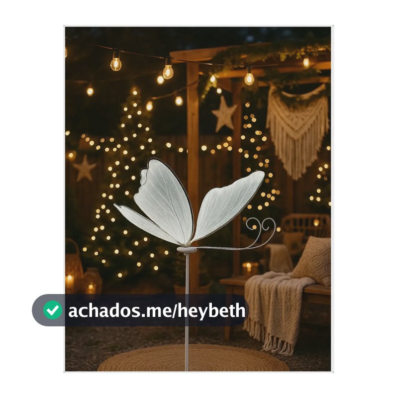 Borboleta Decoração Enfeite Árvore de Natal 60cm Bivolt Luminária Natalina Butterfly Star Premium Estática Branco Frio