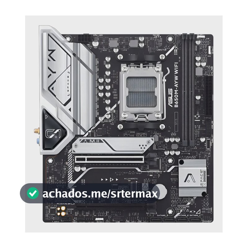 Placa Mãe Asus B650m Ayw Wi-fi B650 Amd Am5 Ddr5 Matx Preto Cinza-escuro