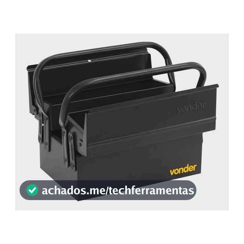 Caixa metálica sanfonada para ferramentas, com 3 gavetas, 30 cm x 19 cm x 16 cm, VONDER