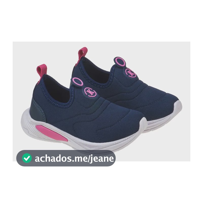 Tênis Infantil Calce Fácil K Feminino Bordado Marinho E Pink Marinho/rosa 32 Br