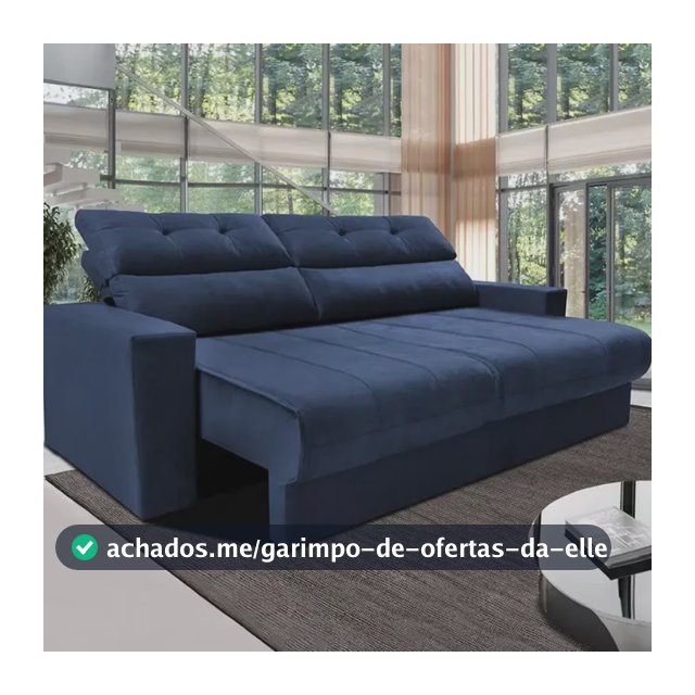Sofá 3 Lugares Clean Retrátil Reclinável Cama Inbox - Azul - Liso