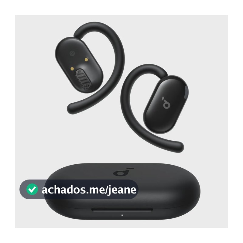 Soundcore V20i da Anker, Fone de Ouvido Bluetooth 5.4 Gamer Aberto Esportivo, LED Sincroniza Música, Graves Potentes 4 Microfones, Ganchos Ajustáveis, Confortável, Encaixe Perfeito, IP55 36H, Preto