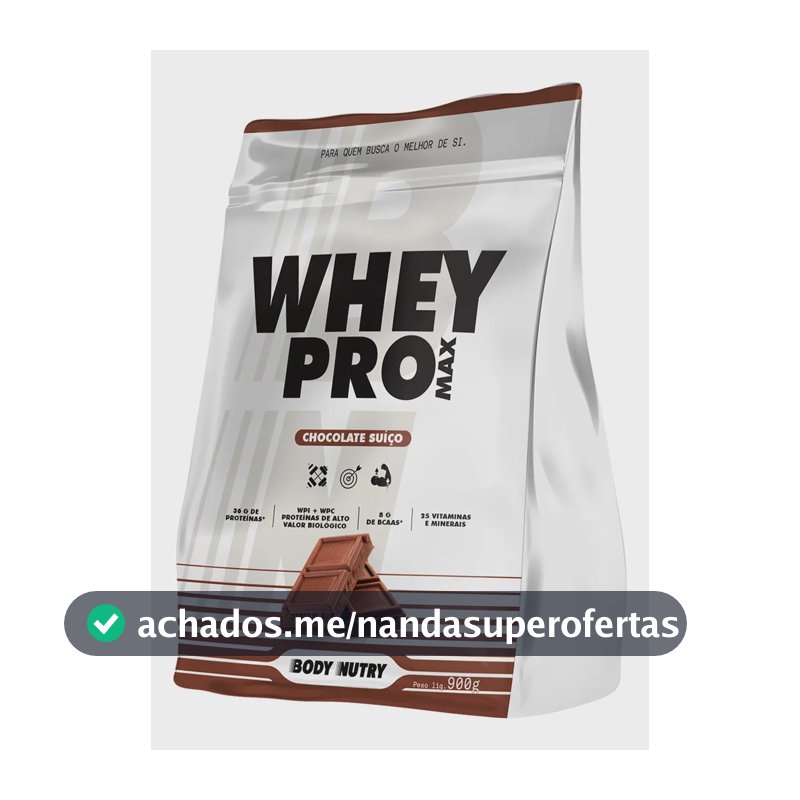 Whey Pro 36 g de proteínas | 8g BCAAs Protein Isolado e Concentrado WPI + WPC Proteína em pó Refil 900g Sabor Chocolate - Body Nutry