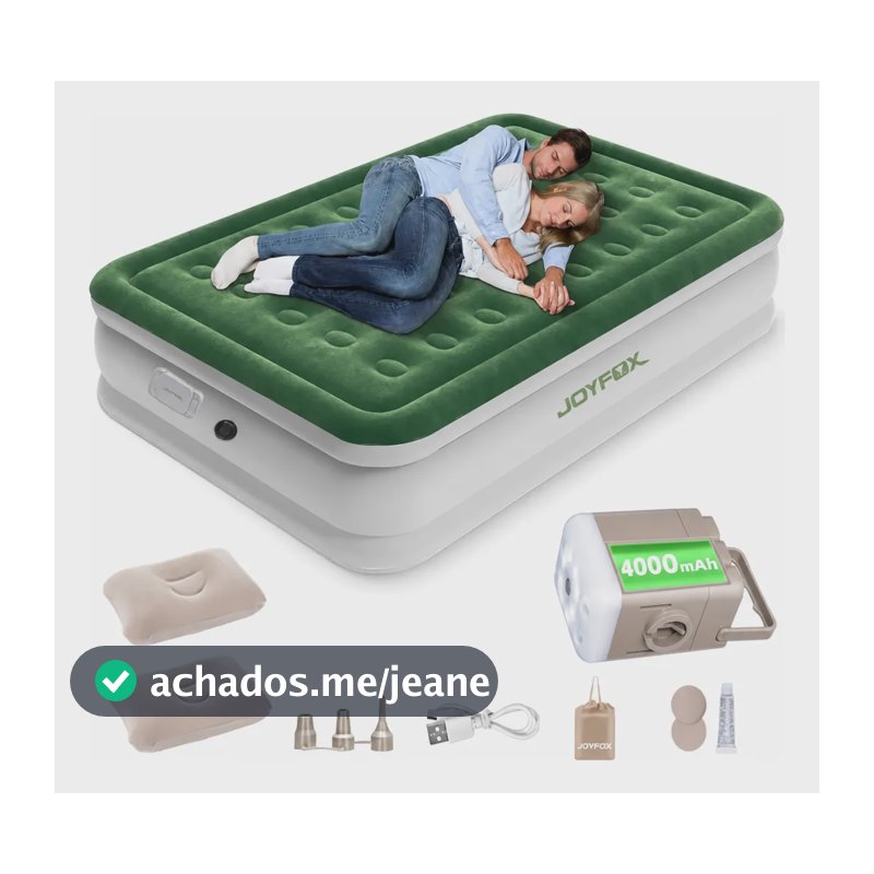 Colchão Inflável Queen Com Bomba Inflável Removível Joyfox Verde