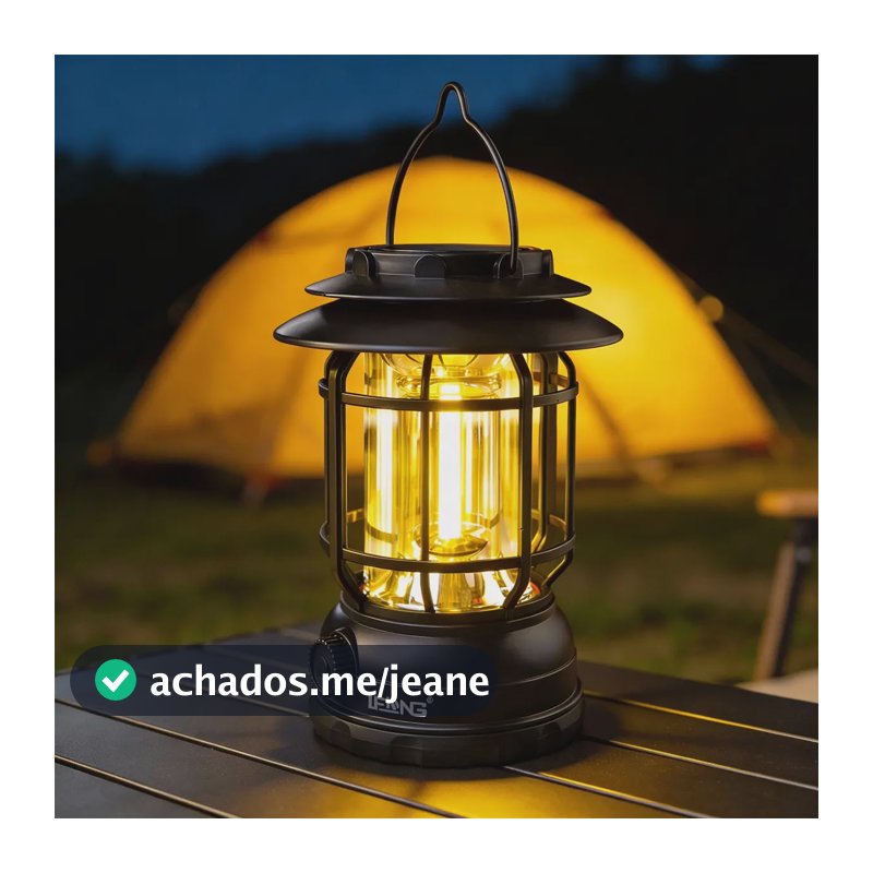 Lanterna Lampião Com Led C/ Placa Solar Recarregável  Preto 127/220v