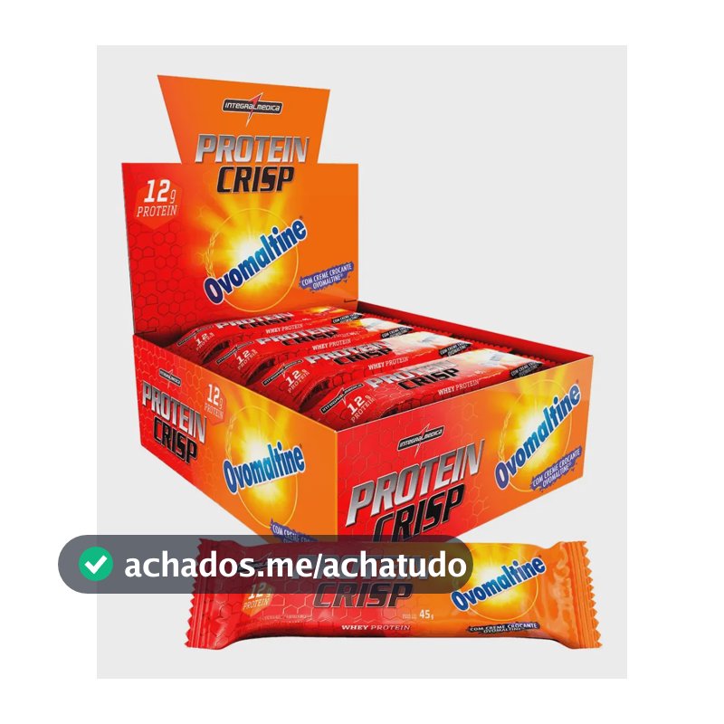 Barra de Proteína Integralmédica Crisp Bar sabor Ovomaltine x 45g de 12 un