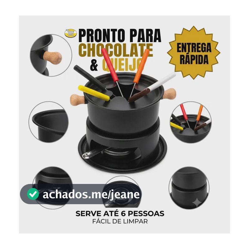Aparelho De Fondue Completo Panela Ceramica Com Garfos 13pç
