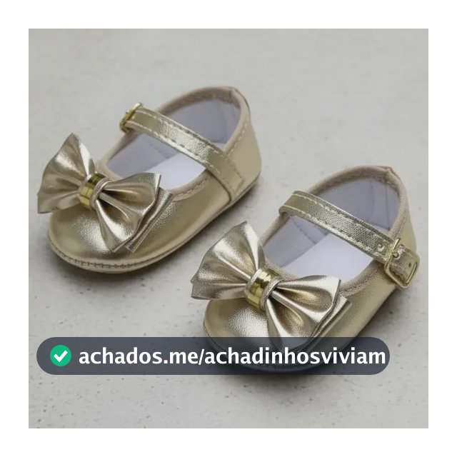 Sapatilha Bebê Boneca Dourada Laço Metal Rn Conforto Estilo
