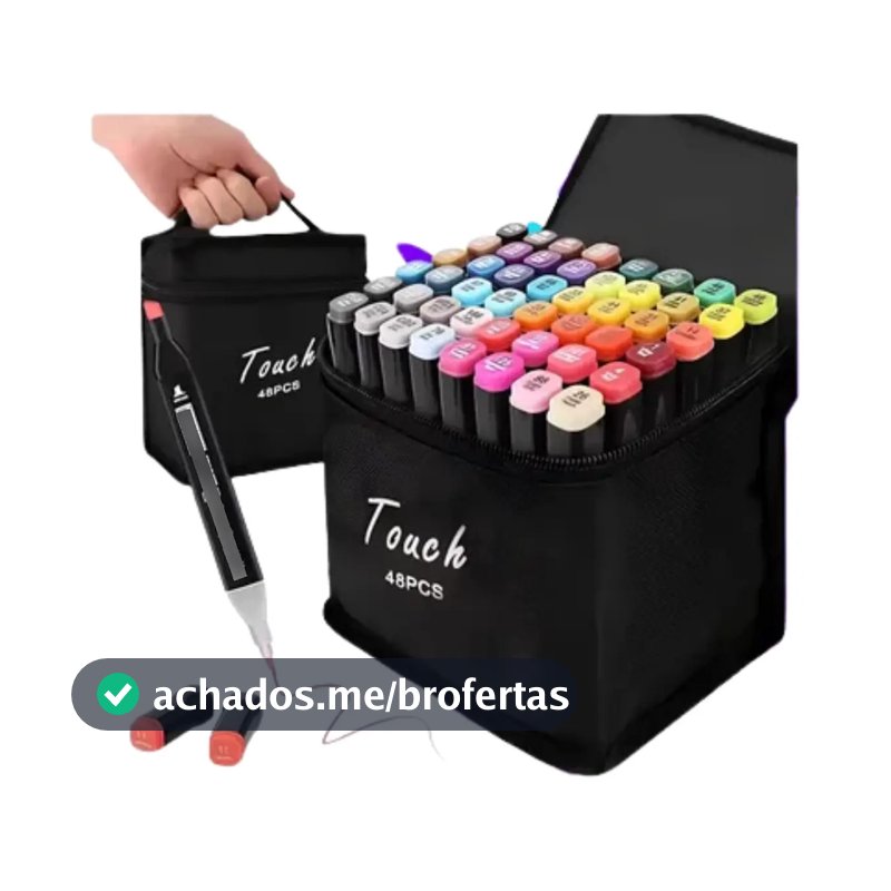 Kit Estojo Touch Canetas Ponta Dupla 48 Cores P/ Colorir
