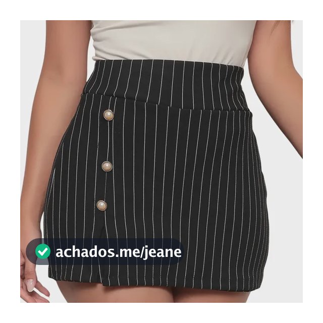 Short Saia Risca De Giz Malha Crepe Elegante Moda Premium
