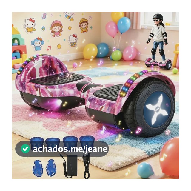 Skate Hoverboard Elétrico Led Light Com Bluetooth E Alça Roxo Galaxia
