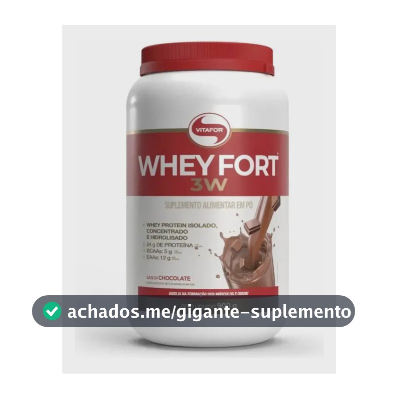 Whey protein Vitafor Fort 3W 900g sabor Chocolate