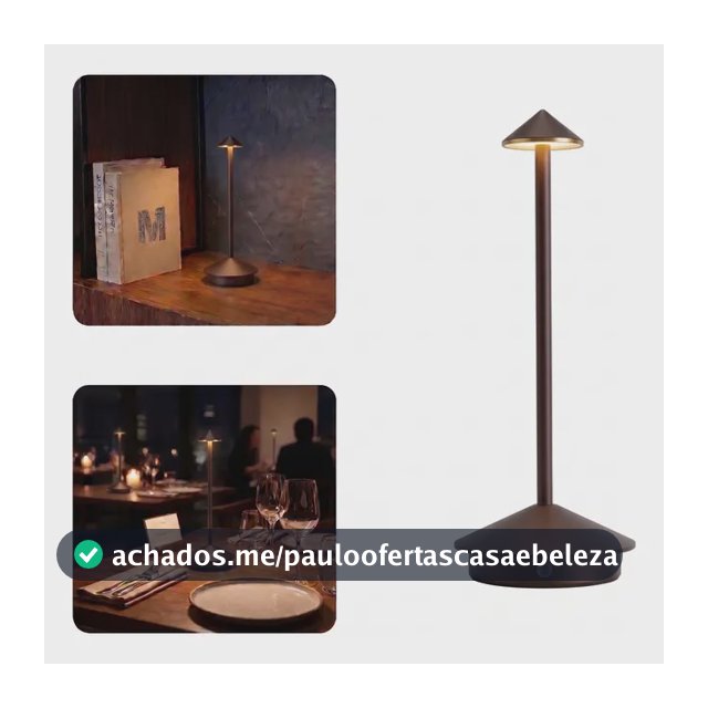 Luminaria Mesa Led Recarregavel Sem Fio Dimmer Candeeiro Marrom 127/220v