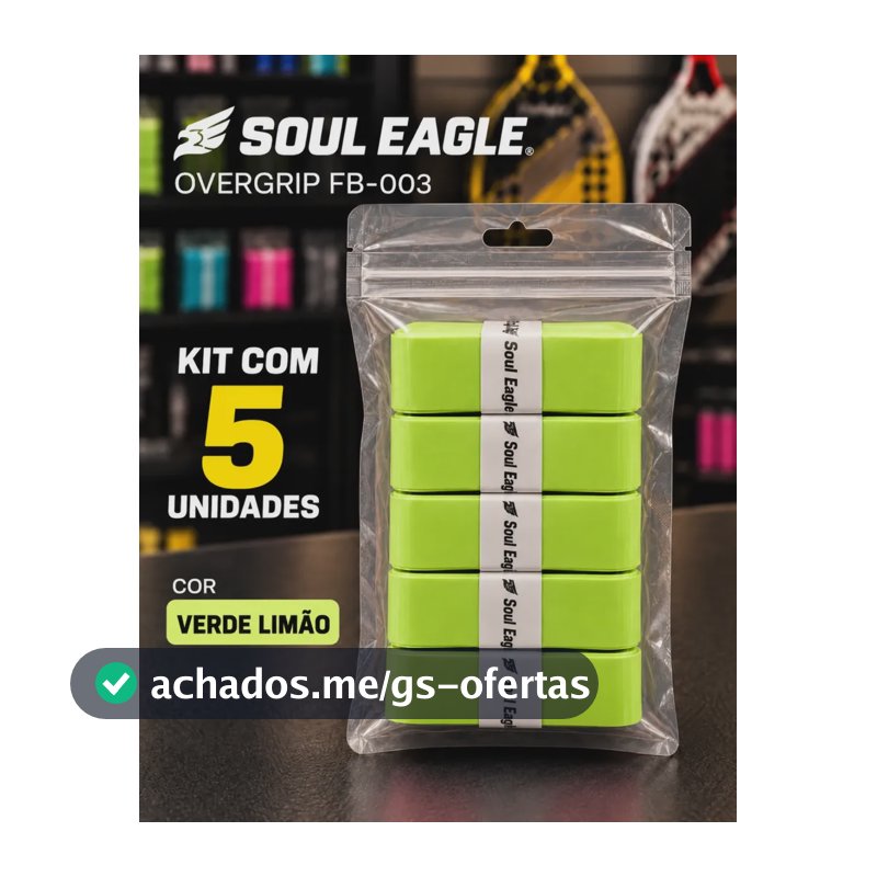Kit 5 Overgrip Soul Eagle Branco Beach Tennis Padel Tênis Verde Neon