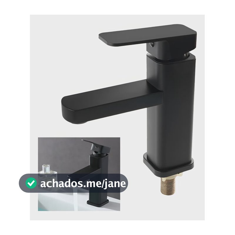 Torneira De Banheiro Quadrada Preta Com Furo Único Pintada Preto Processo De Pintura