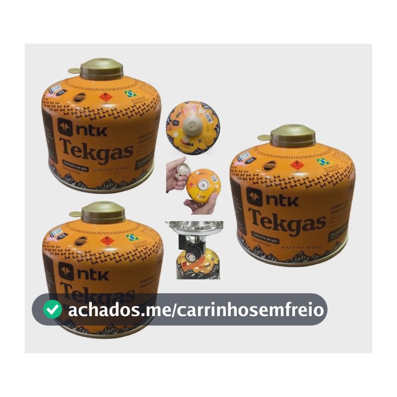 Cartucho Refil Gás Tekgas Nautika Ntk 3 Unidades Fogareiro