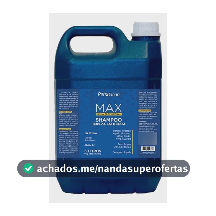Shampoo Profissional Pet Clean 5l Limpeza Profunda Para Cachorros E Gatos