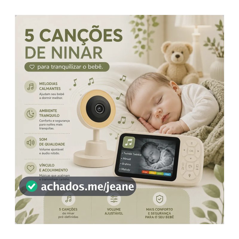Babá Eletronica Monitor Bebe Câmera Hd 1080p Visão Noturna Conexão Local Remoto Não Precisa de Wifi