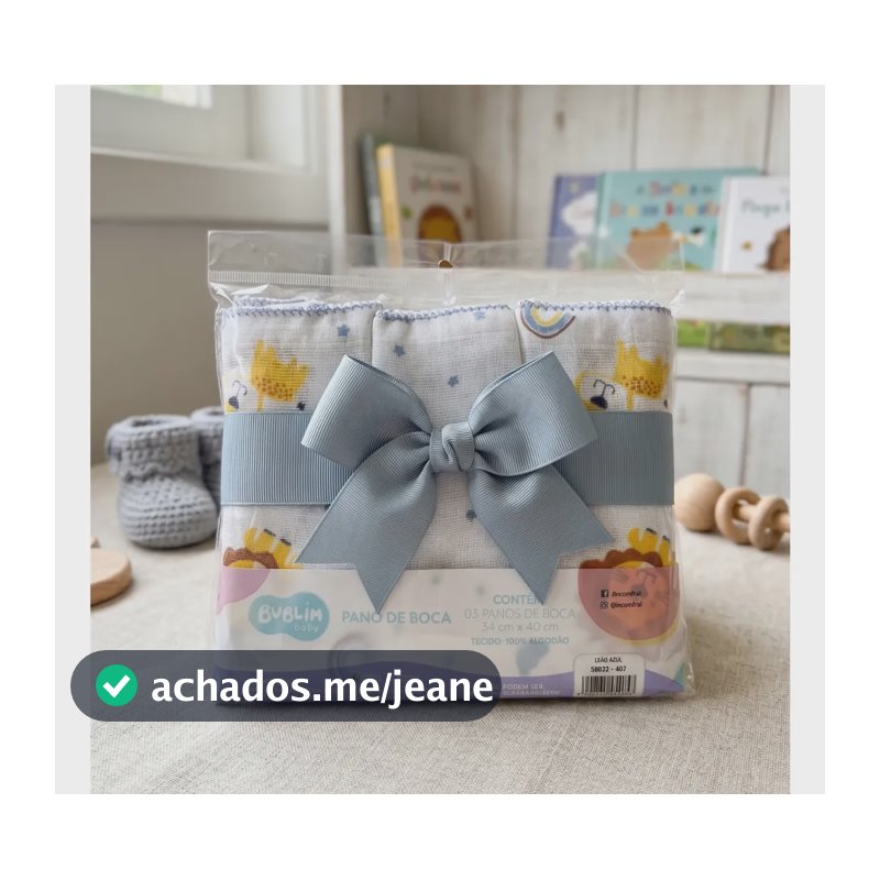 Kit 3 Panos De Boca Bebê Bublim 100% Algodão Toalha 34x40cm Leão