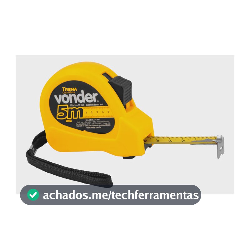 Trena Curta De Aço 5 M X 19 Mm Vonder Cor Amarelo
