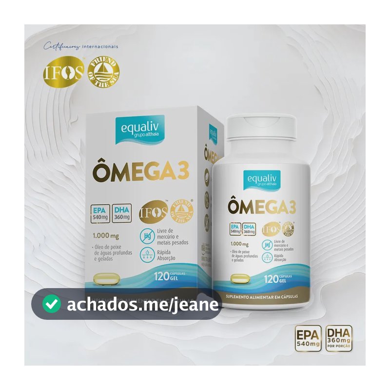 Ômega 3 Equaliv Livre de Metais Pesados em cápsula Sem sabor x 0mL de 120 un