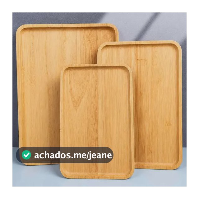 Kit 3 Bandejas Retangulares Estilo Bambu Café Decoração Marrom