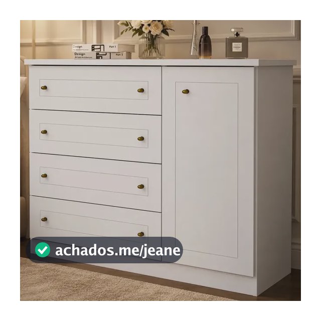 Cômoda Henn 4 Gavetas 1 Porta Americano Hp Cor Branco